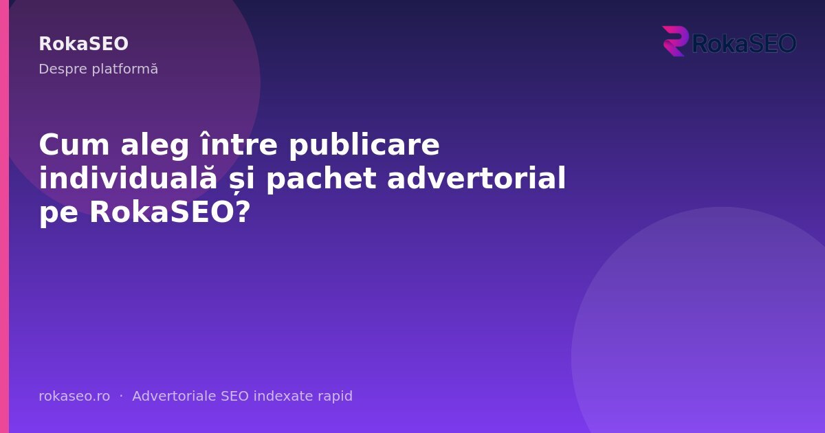 Cum aleg între publicare individuală și pachet advertorial pe RokaSEO? | RokaSEO