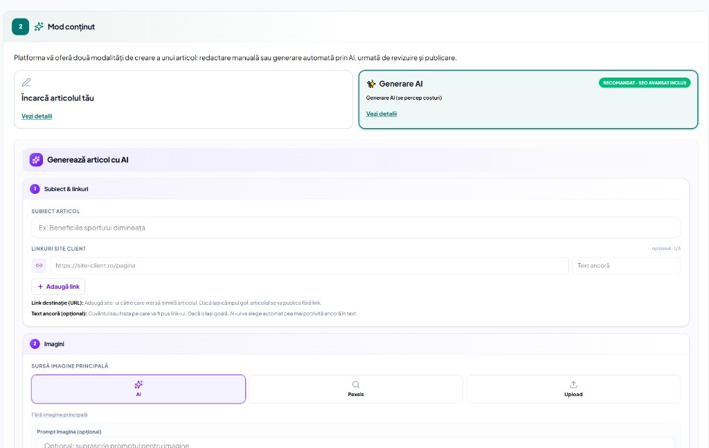 Generator AI de articole în RokaSEO